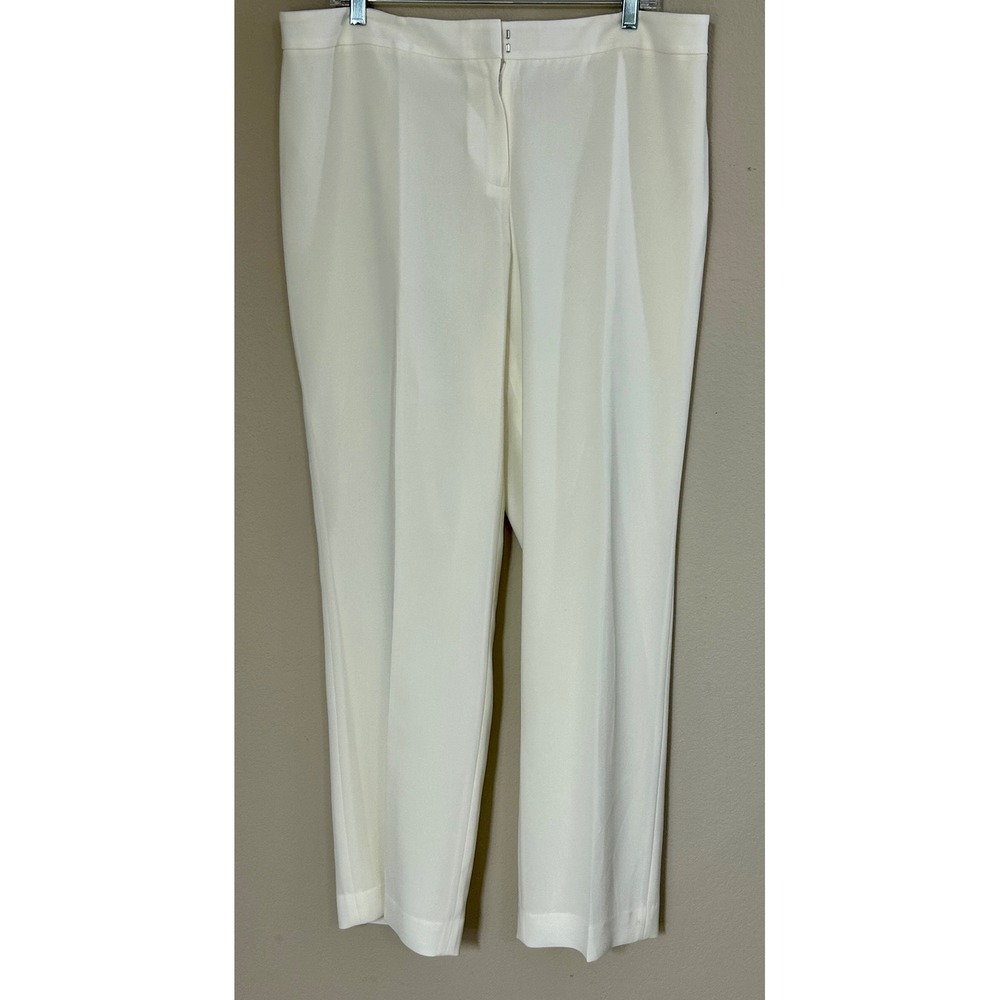 Lafayette 148 New York Barrow Cream White Straight Leg Dress Pants 16